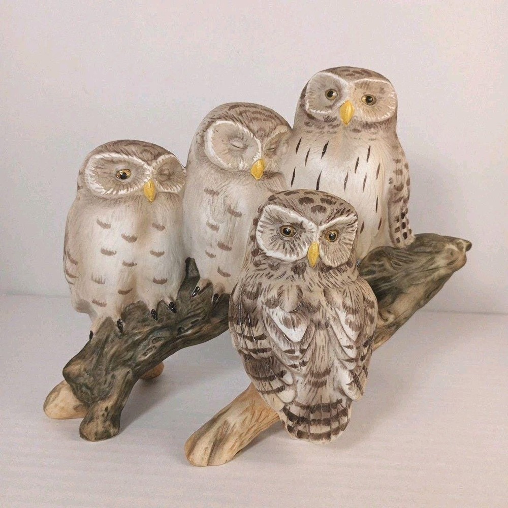 Enesco Owls Figurine Fred Aman Limited Edition 4 Sleepy Owls Branch